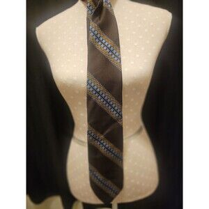 Vintage MCM Superba Floral Print Men's Tie Brown and Light Blue 50s/60s